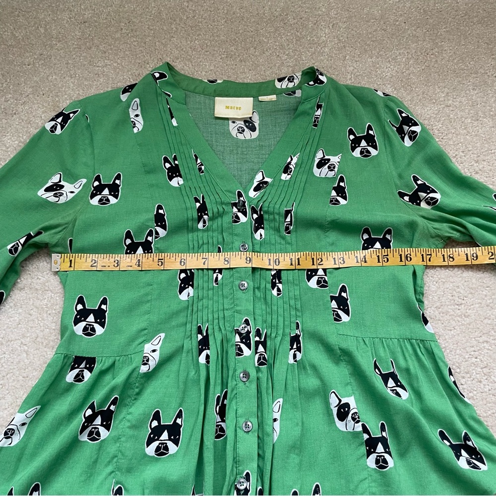 Anthropologie Maeve French Bulldog Print Button Front Long Sleeve Shirt - Picture 10 of 11